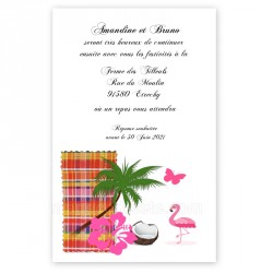 Invitation repas madras rouge flamant rose
