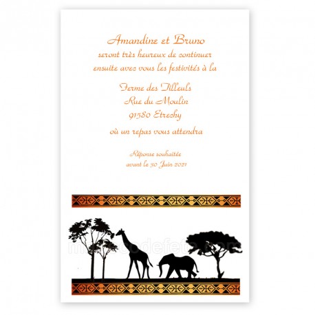 Invitation repas Africa wax orangé