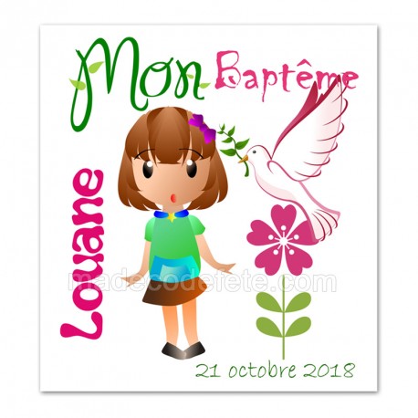 Faire Part Invitation Bapteme Fille Blanche