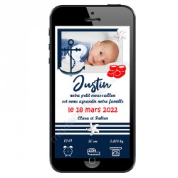 Faire-part naissance numérique mer ancre