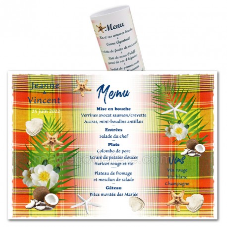 Menu rond  madras rouge