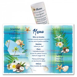 Menu rond deco madras turquoise carte Martinique