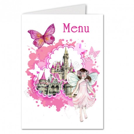 Menu baptême fée rose