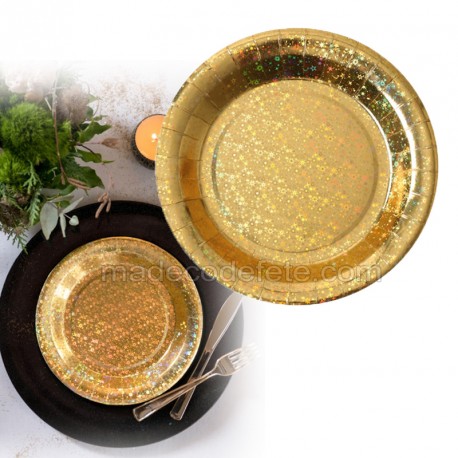 Assiette Jetable De Fête En Or, 20 Pièces, Avec Bord Doré, Mode en ligne