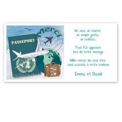 Remerciement passeport et voyages