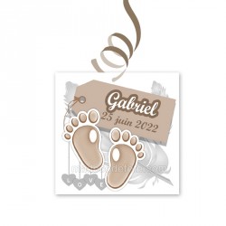 10 étiquettes carrées pieds taupe