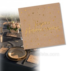 Serviettes Anniversaires kraf/or x 20