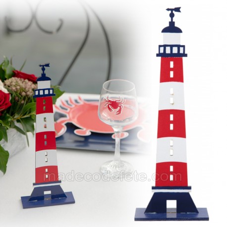 Phare marin bleu blanc rouge