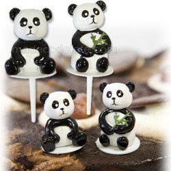 Figurines Panda Mignons – 12 Pièces Pour Décoration Gâteau, Jardin Ou Faveurs De Fête