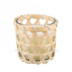 Bougie verre et rotin