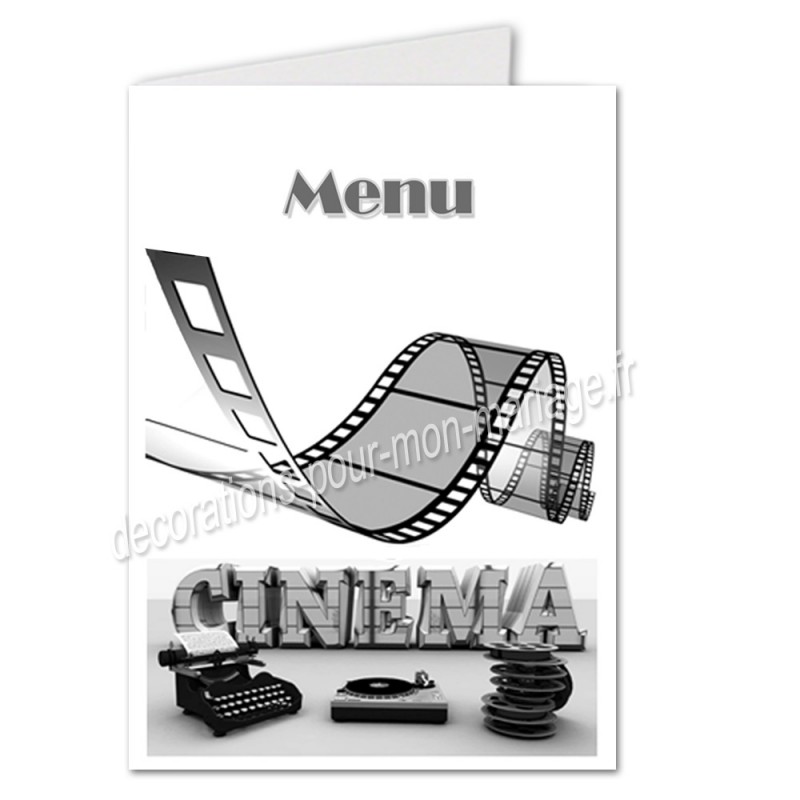 Menu décoratif cinéma rétro pour tables de mariage