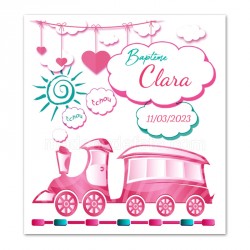 Faire-part petit train rose