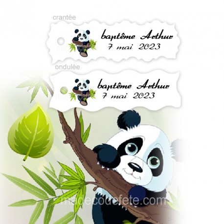 étiquettes panda pour contenants dragées baptême