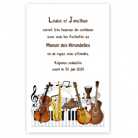 Invitation repas instruments musique