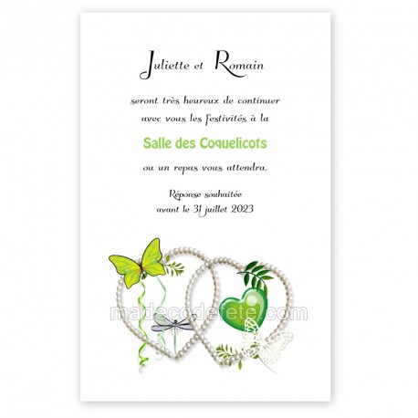 Invitation repas noces de perle