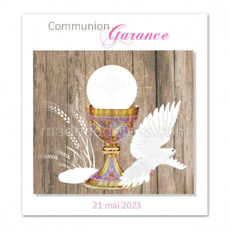 Faire-part communion calice rose