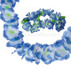 Collier tahitien fleurs bleu/blanc