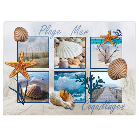 Set de table plage, mer et coquillages