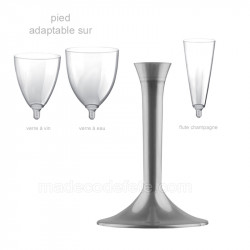 Pied verre gris argent