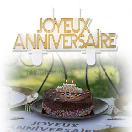 Bougie Joyeux Anniversaire or