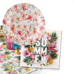 10 assiettes + 20 serviettes summer tropical