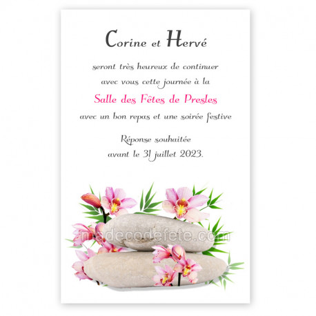 Invitation thème zen et galets