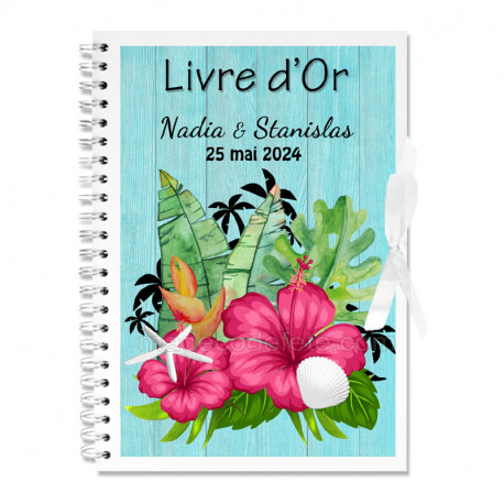 Livre d'or personnalisé hibiscus bananier