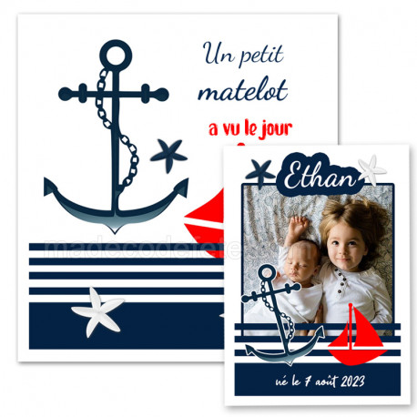 Faire-part naissance marin ancre