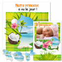 Faire-part naissance madras vert