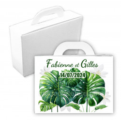 Valise dragées feuilles monstera