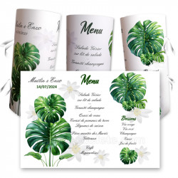 Menu rond feuilles monstera