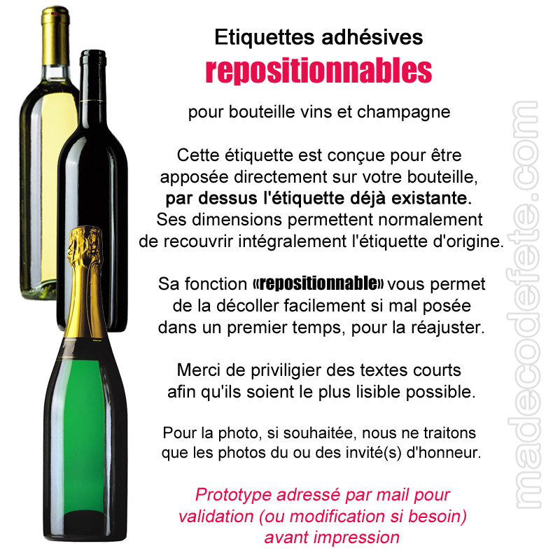 Etiquettes vin et champagne en planches et rouleaux