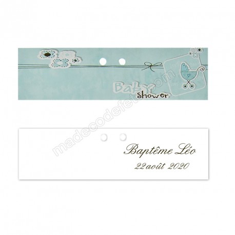 30 étiquettes baby shower bleu personnalisées
