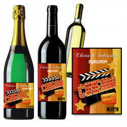 Etiquettes bouteille thème cinéma X 2