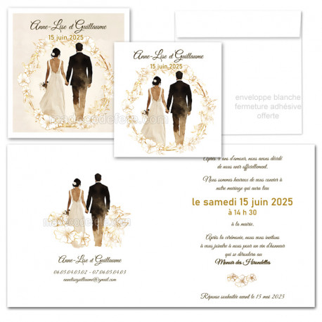Faire-part mariage bohème personnalisé