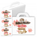 Valise dragées pancartes rose