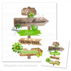 Faire-part pancartes vert
