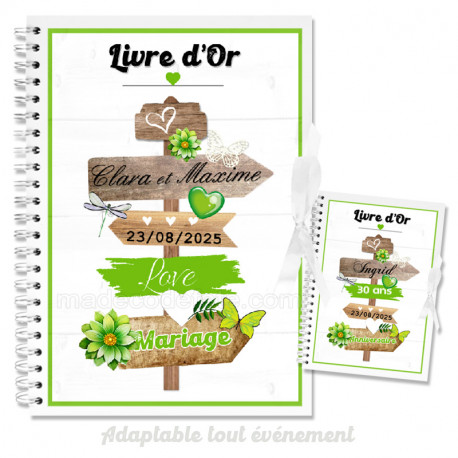 livre d'or personnalisé pancartes vert