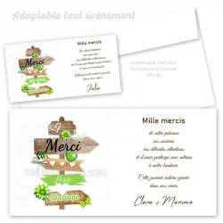 carton remerciement pancartes vert