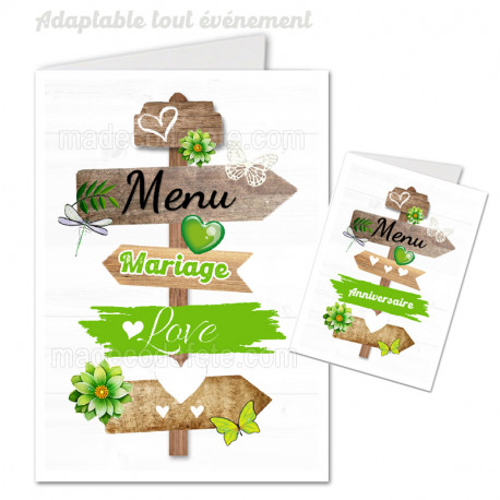 Menu panneau pancartes vert