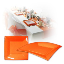 Assiette design jetable grande orange 23 cm