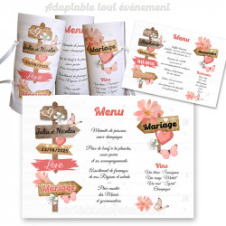 menu rond pancartes rose