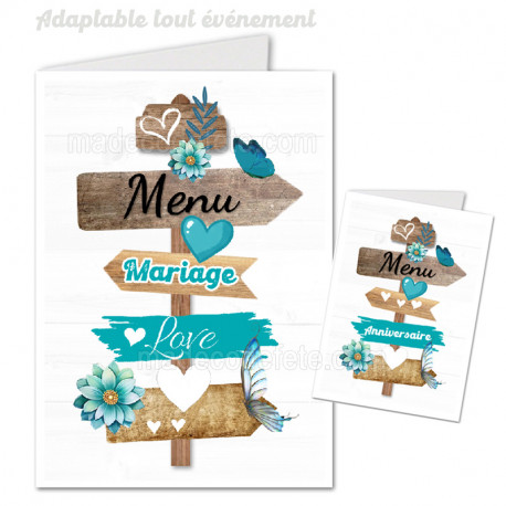 Menu panneau pancartes bleu
