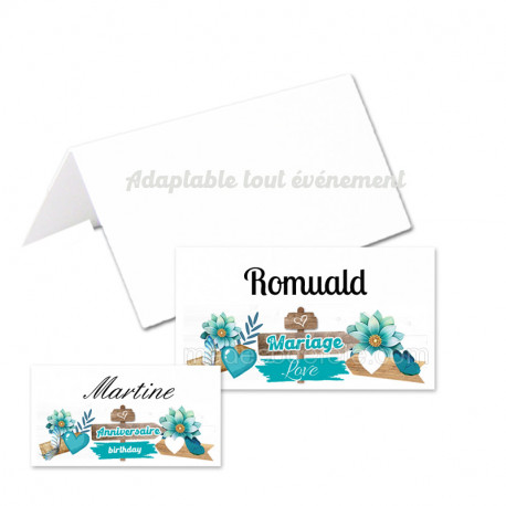 24 porte-noms pancartes bleu