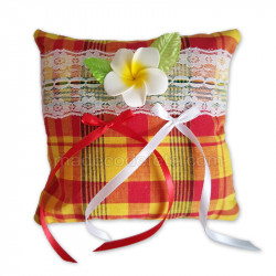 Coussin alliances madras jaune