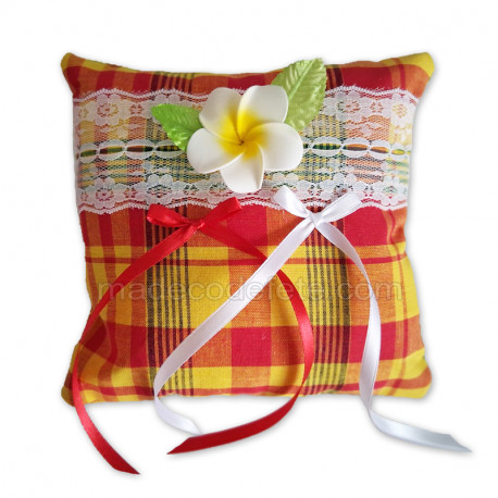 Coussin alliances madras jaune