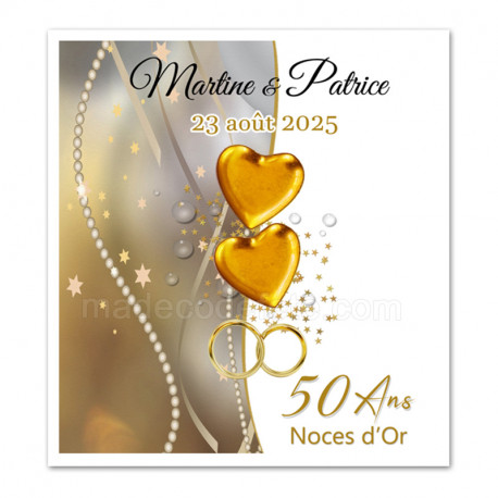 Faire-part noces d'or gris/or