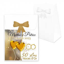 Boîte dragées noces d'or gris/or