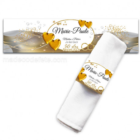 Porte-serviette Noces d'Or gris/or