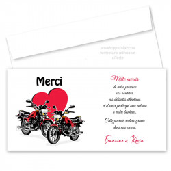Remerciement mariage motos noir et rouge